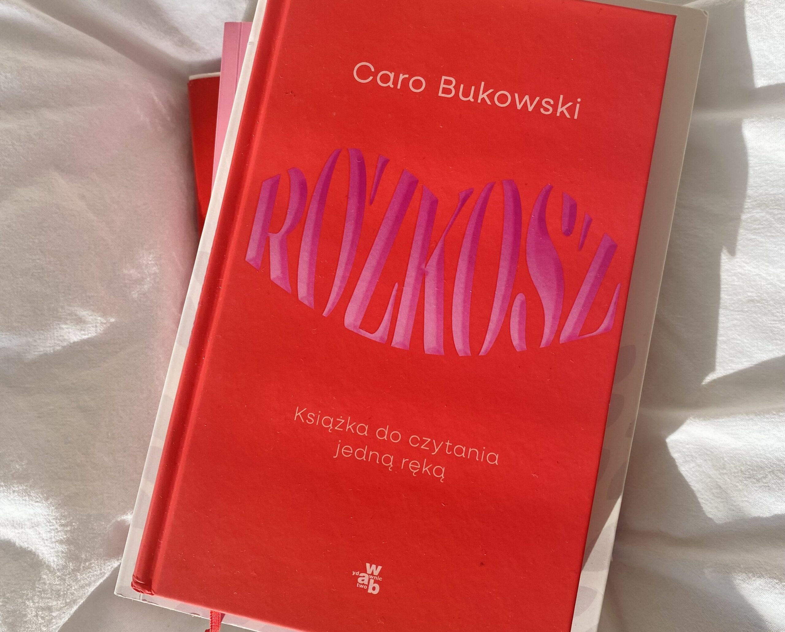 Książka „Rozkosz” Caro Bukowski na tle zmysłowej scenerii – idealna lektura dla kobiet szukających literatury erotycznej z klasą.